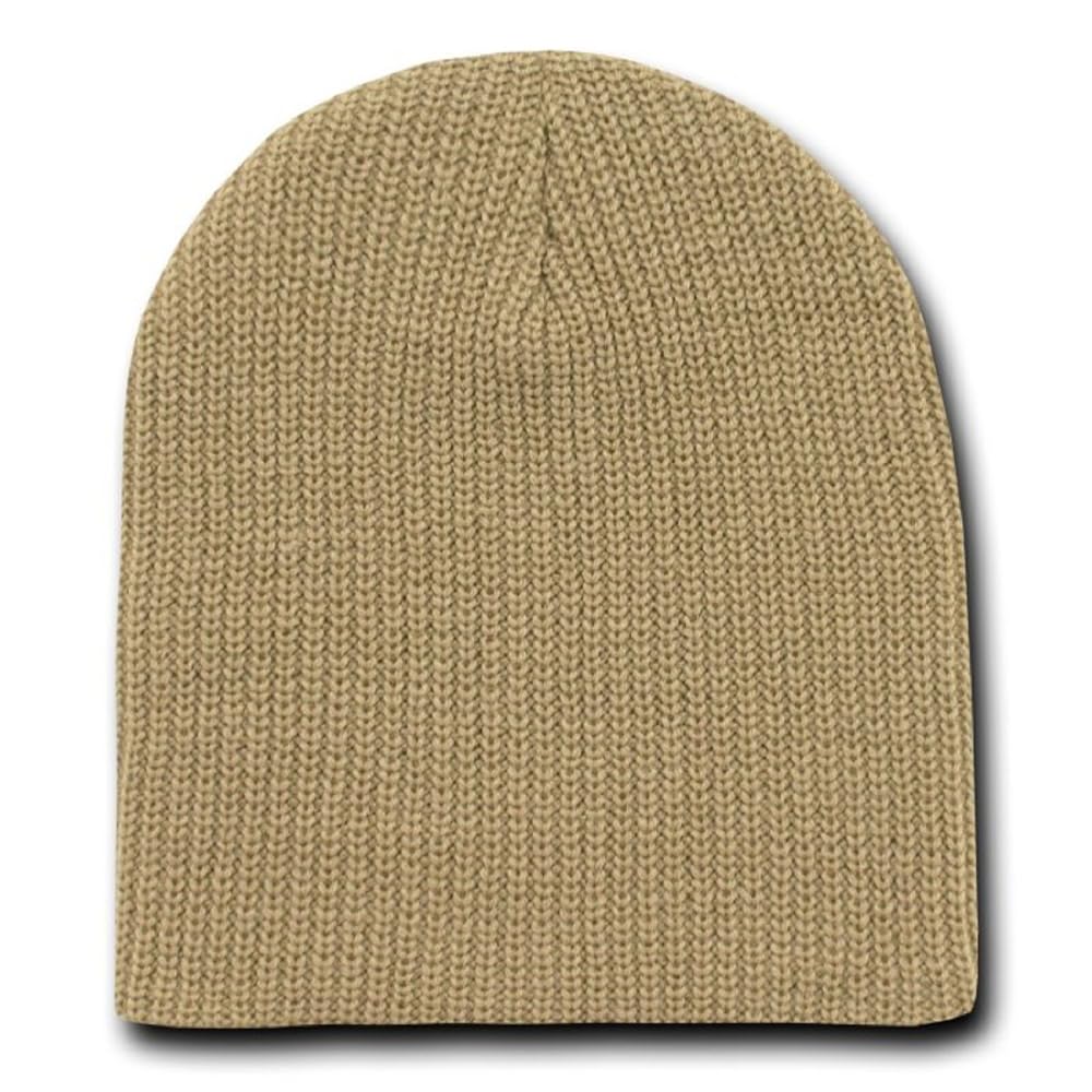 KHAKI TAN BEIGE SHORT WATCH CAP BEANIE SKI CAP CAPS HAT HATS